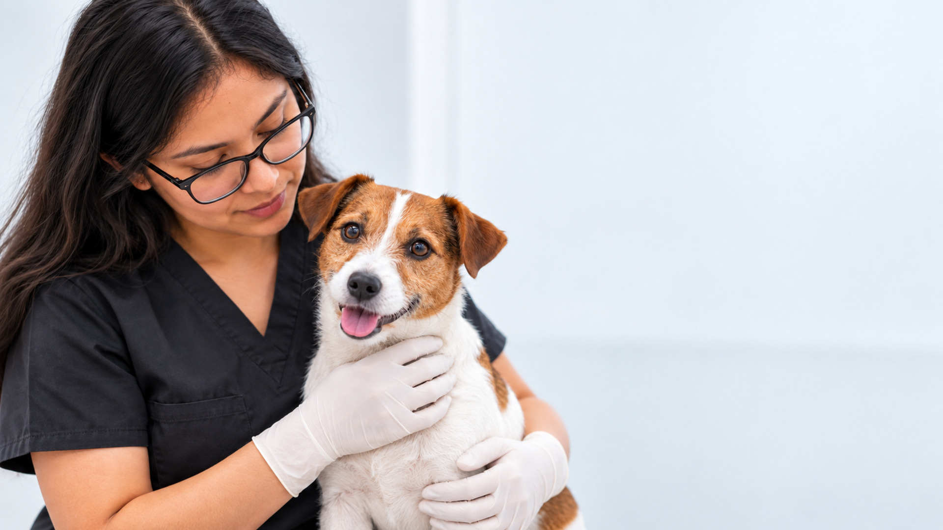 Veterinaria atendiendo un perro en clínica veterinaria de Querétaro
