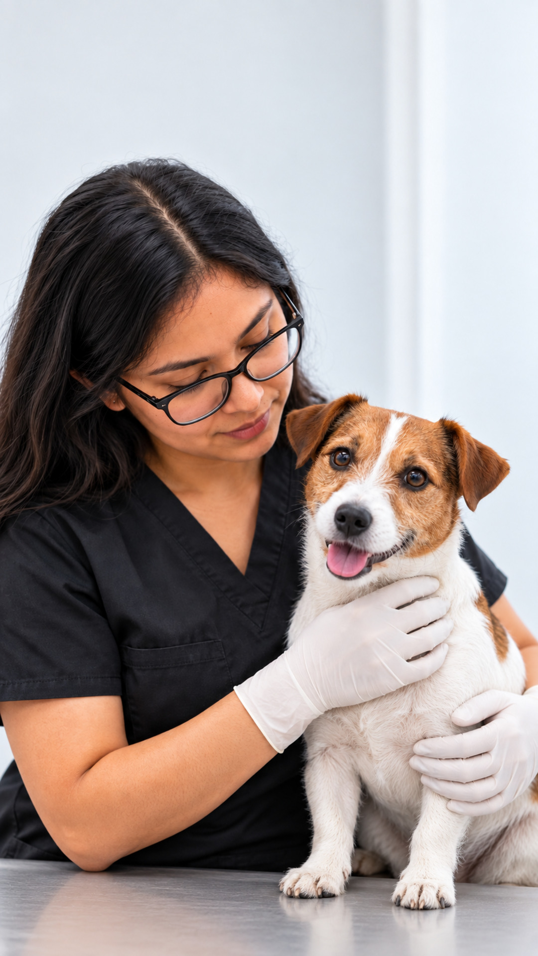 Veterinaria cuidando una mascota en Querétaro