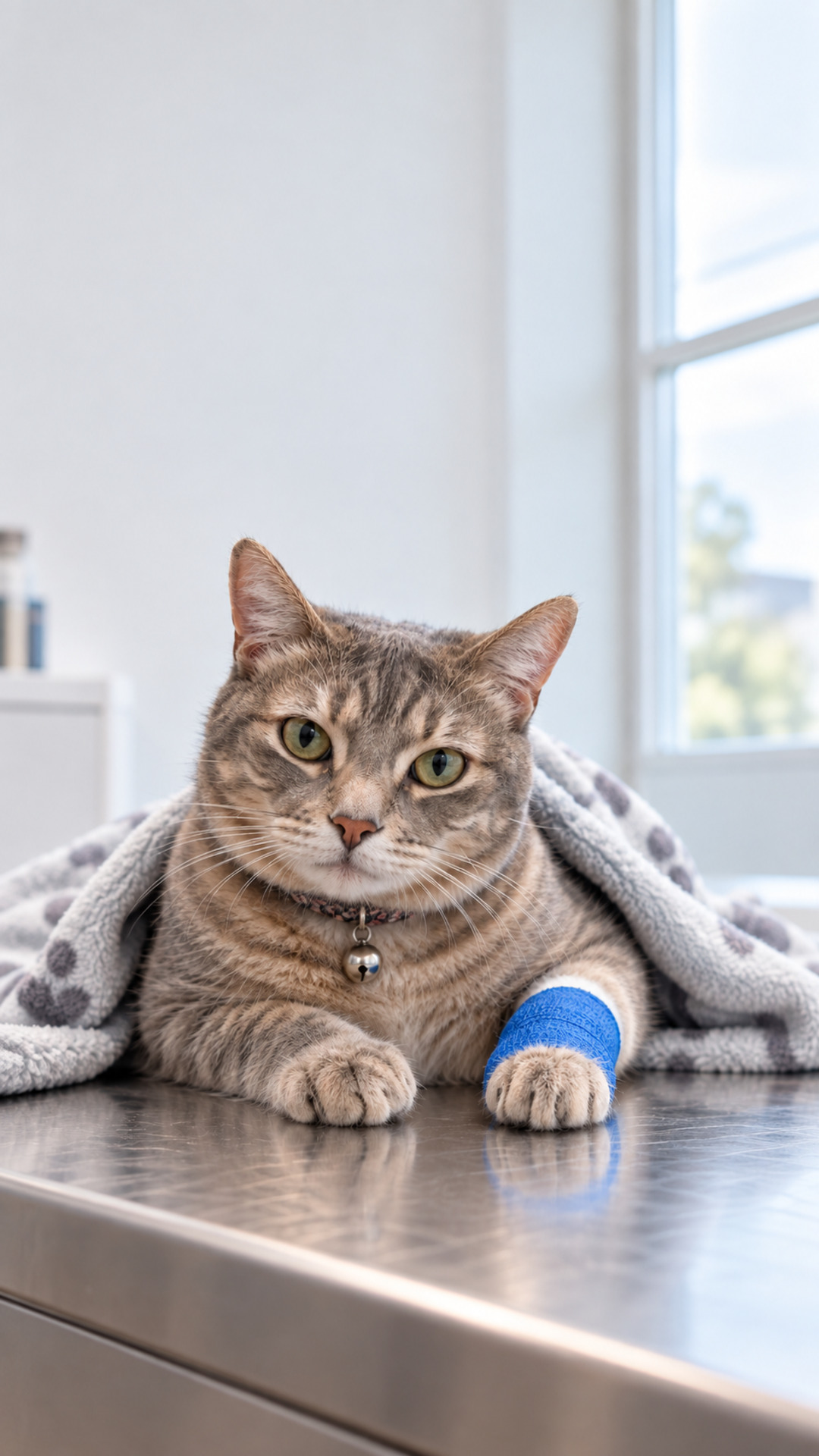 Gato en recuperación tras una urgencia veterinaria